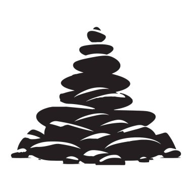 Kayalar Yığını Cairn Silueti Dengelenmiş Taşlar Sanatsal İllüstrasyon