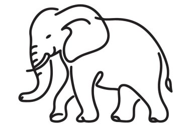 Nazik Fil Vektör Hattı Yürüyen Hayvanın Sanat İllüstrasyonu