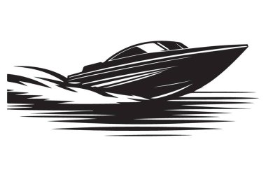 Siluet Hız Teknesi Yarış Vektörü İllüstrasyon Su Sporu Tasarımı
