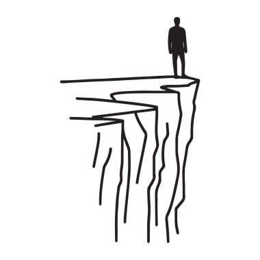 Cliff Edge 'deki Siluet Adam Kavram Resmini Alma Riski