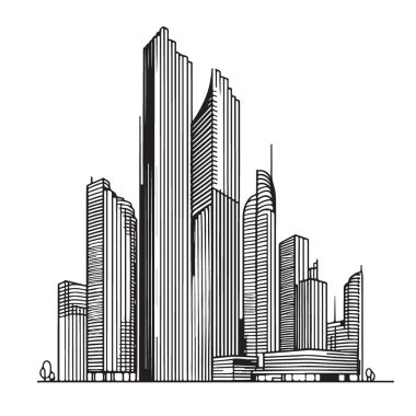 Kentsel Tasarım için Modern Şehir Planı Skyline Mimari Çizimi