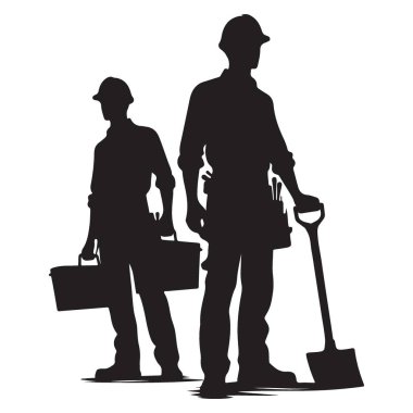 İnşaat İşçileri Silueti Araç Ekibi Çalışması ve Uzmanlığıyla Duruyor