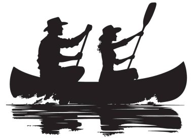 Su Vektörü Resimlerinde Kano Çifti Macerası