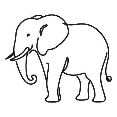 Hayvan Sevenler için Basit Fil Hattı Resim Vektörü