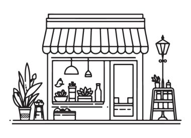 Charming Line Sanat Dükkanı İllüstrasyon Vektörü Grafik Tasarım Elemanı