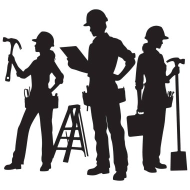 İnşaat Ekibi Siluet Vektör Sanatı İnşaat ve Yenileme Projeleri