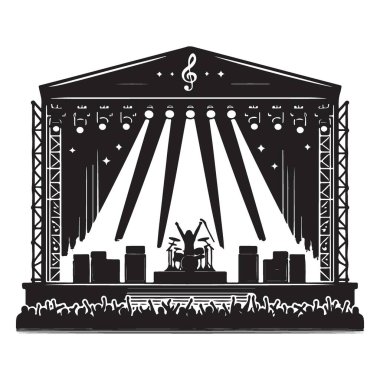 Müzik Etkinlikleri ve Eğlence Tasarımı için Konser Sahne Vektörü Grafiği