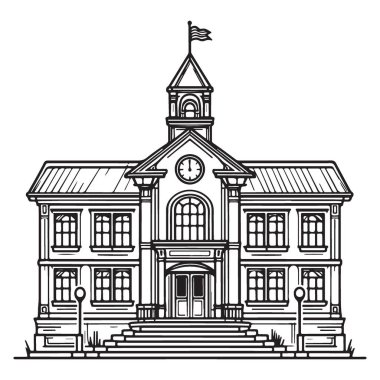 Geleneksel Mimari Tasarım Özellikli Klasik Yapı Vektörü Sanatı