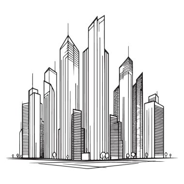Cityscape Skyline Vector Illustration Modern Şehir Binaları Tasarımı