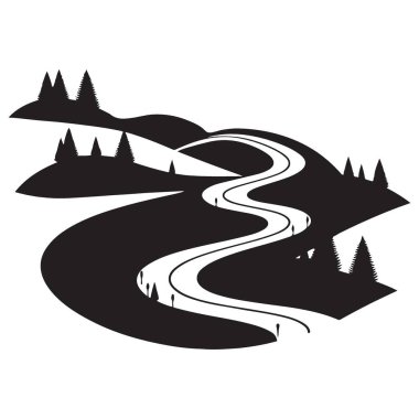 Ağaçlı Tepelerin Arasında Görüntü Virajlı Yol Silueti