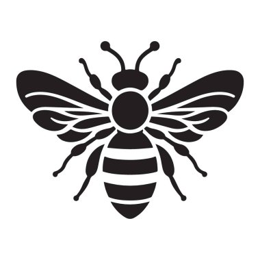 Siyah Siluet Arı Çizimi Vektör Sanat Tasarım Şablonu