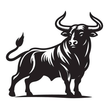 Güçlü Boğa Siluet Vektör Maliye ve Borsa İllüstrasyonu