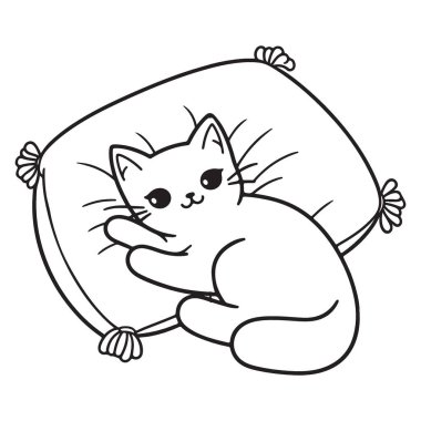 Yastık Vektörü Resimleri İndirilebilir Görüntü Üzerine Şirin Kedi Yavrusu