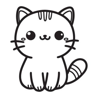 Sevimli Kedicik Kedi Sevenler için Oturma Vektörü İllüstrasyonu Tasarımı