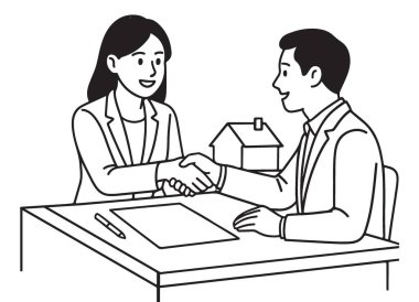 İş anlaşması Siyah ve Beyaz Vektör İllüstrasyon Tasarımı