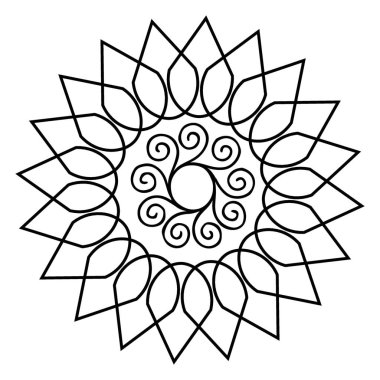 Çiçek Silüeti ile Girdap Vektörü Süsleme Tasarımı İllüstrasyonunu Birleştiriyor