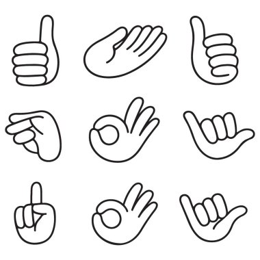 Çeşitli El Hareketleri Vektör Resmetme Grafik Tasarım Elementleri Koleksiyonu