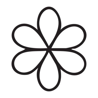 Minimalist Altı Yapraklı Çiçek Vektörü Silueti Basit Çiçek Tasarımı