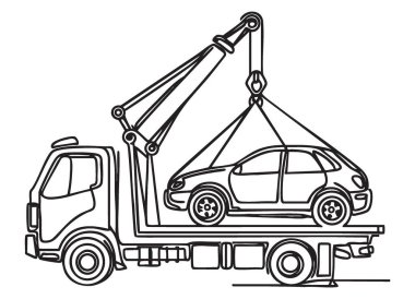 Çekici Taşıyıcı Araba Görüntü Çizimi Yol Kenarı Yardım Tasarımı