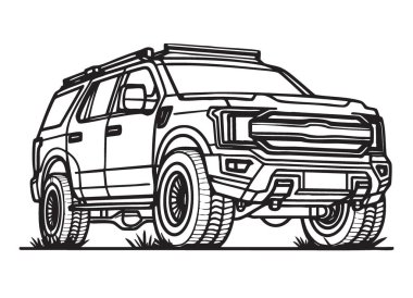 Saldırgan SUV Siluet Otomotiv Hevesli Tasarımlar Çizimi