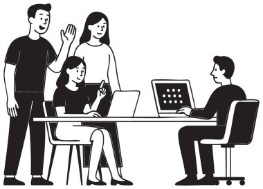 Modern Ofis İllüstrasyon Vektöründe Takım Çalışması