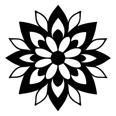 Kalın Siyah Çiçek Silüeti Tasarımı Grafik Element Çizimi