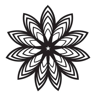 Karmaşık Geometrik Çiçek Silueti Tasarım Deseni Grafiksel Çizim