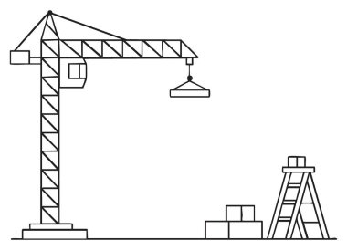 İnşaat Turna Kaldırma Ekipmanı İnşaat Endüstrisi Silüeti Çizimi