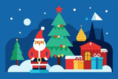 Noel Vektörü İllüstrasyon Festivali ve Neşeli Tatil Sanatı