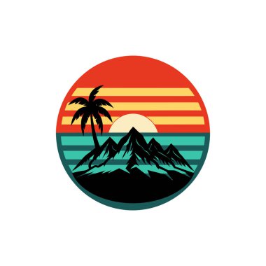 Hindistancevizi ağacı silueti olan bir dağ manzarası içeren eski model bir vektör arka planı. Bu tasarım nostaljik bir tropikal titreşim yakalıyor. Posterler, baskılar ve klasik estetik arka planlar için mükemmel..