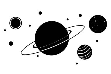 Bir öğrencinin güneş sistemi ve gezegenler hakkında öğrendiği renkli ve eğitici bir vektör çizimi. Bilim eğitimi, okul malzemeleri, astronomi projeleri ve çocuk öğrenme araçları için mükemmel.