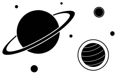 Bir öğrencinin güneş sistemi ve gezegenler hakkında öğrendiği renkli ve eğitici bir vektör çizimi. Bilim eğitimi, okul malzemeleri, astronomi projeleri ve çocuk öğrenme araçları için mükemmel.