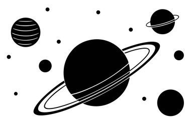 Bir öğrencinin güneş sistemi ve gezegenler hakkında öğrendiği renkli ve eğitici bir vektör çizimi. Bilim eğitimi, okul malzemeleri, astronomi projeleri ve çocuk öğrenme araçları için mükemmel.