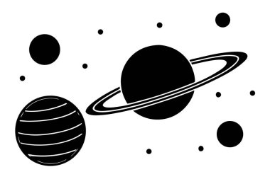 Bir öğrencinin güneş sistemi ve gezegenler hakkında öğrendiği renkli ve eğitici bir vektör çizimi. Bilim eğitimi, okul malzemeleri, astronomi projeleri ve çocuk öğrenme araçları için mükemmel.