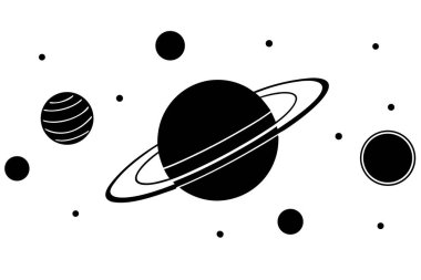 Bir öğrencinin güneş sistemi ve gezegenler hakkında öğrendiği renkli ve eğitici bir vektör çizimi. Bilim eğitimi, okul malzemeleri, astronomi projeleri ve çocuk öğrenme araçları için mükemmel.