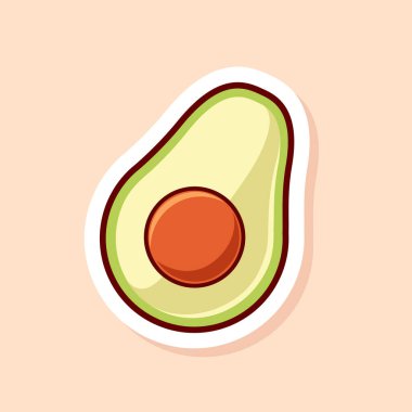 vektör şirin yeşil çizgi film yarım avokado izole