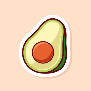 vektör şirin yeşil çizgi film yarım bir avokado izole