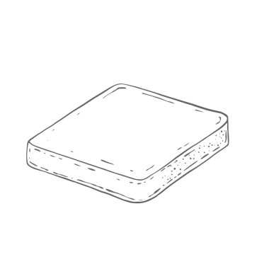 Bir dilim kızarmış ekmek, tost. Yüksek kalite çizim. Beyaz bir arkaplanda suluboya çizimi. Kahvaltı hazırlamak için. Menülerde, tariflerde, yemeklerde kullanılabilir. 