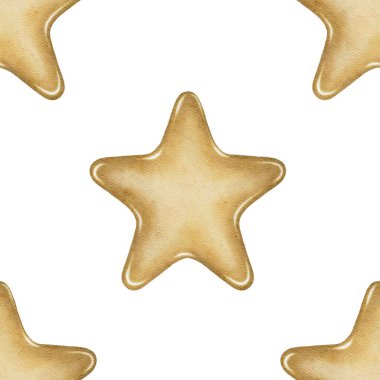 Çocuk tarzında suluboya ile çizilmiş kusursuz desenli bir yıldız. Yüksek kalite çizim. Dekor, tipografi, tekstil üzerine baskı. Duvar kağıdı ve ambalaj için ideal.