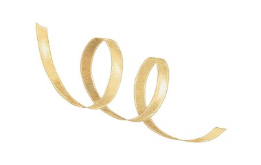 Sarmal şekilli altın bir kurdelenin detaylı bir çizimi. Şenlikli dekorasyonlar veya grafik tasarım projeleri için mükemmel. Biraz zarafet ve incelik gerektirir..