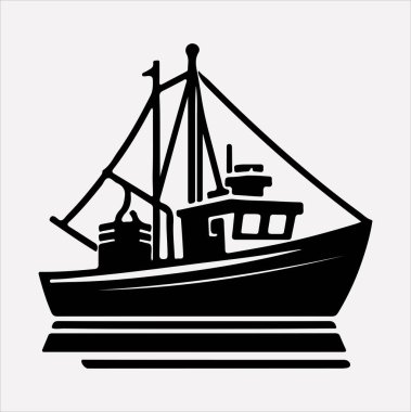 fishing boat icon vector silhouette  art illustration clipart