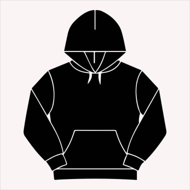 A sleek and fashionable hoodie vector silhouette with a white background. clipart