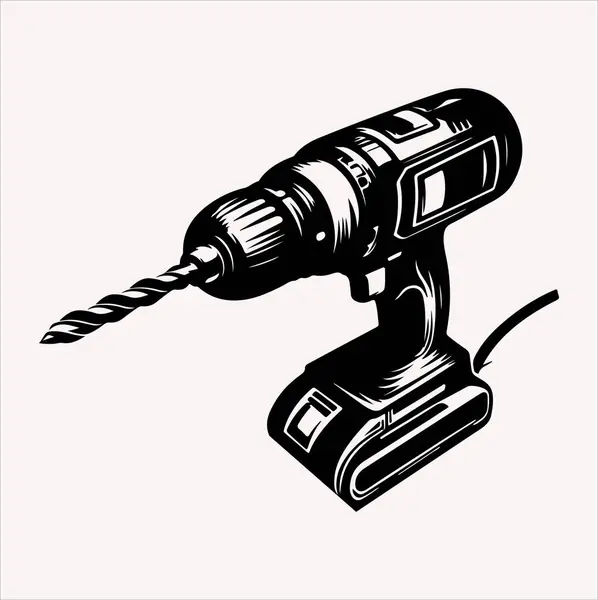 stock vector Drill silhouette drawing in vector illustration