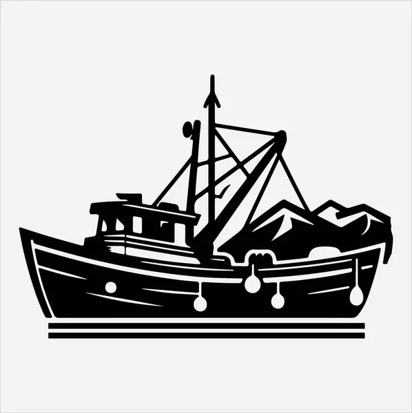 stock vector fishing boat icon vector silhouette  art illustration