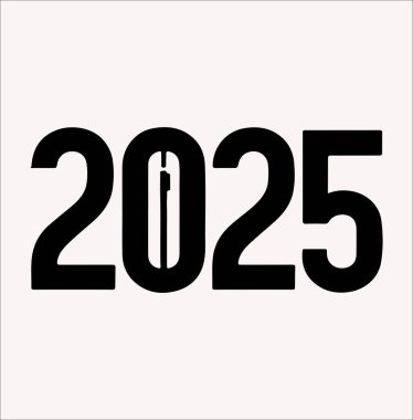 Beyaz arka planda 2025 tipografi logosu tasarım vektör silueti