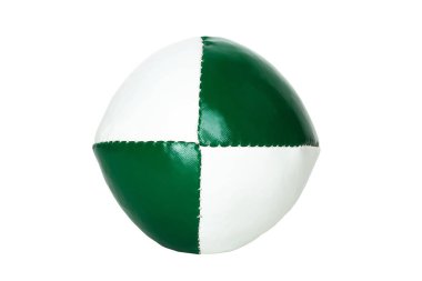 Hokkabazlık topu, beyaz arka planda izole edilmiş. Yeşil ve beyaz renkler.