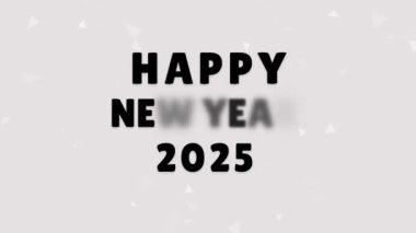 Mutlu yıllar 2025, Dilek Animasyonu, Kaligrafi Siyah Metin Sözcük ve Beyaz Animasyon Arkaplanı