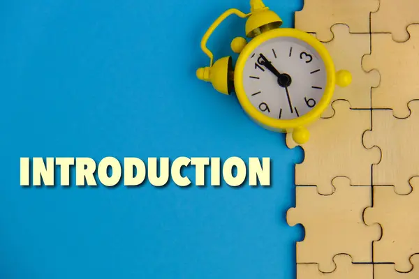 İşletme ve finans kavramı olarak ahşap yapboz üzerine INTRODUCTION metni. 