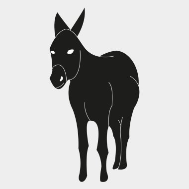 Eşek ikonu. Basit tasarım. Vektör çizimi. eşşek silueti