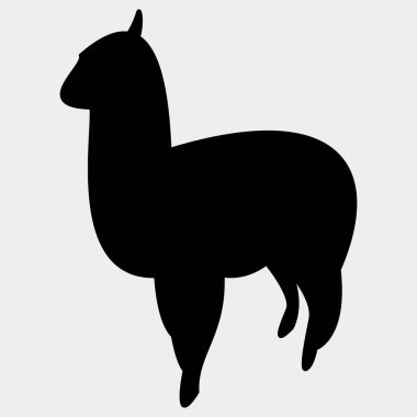 Alpaka silueti. vektör illüstrasyonu